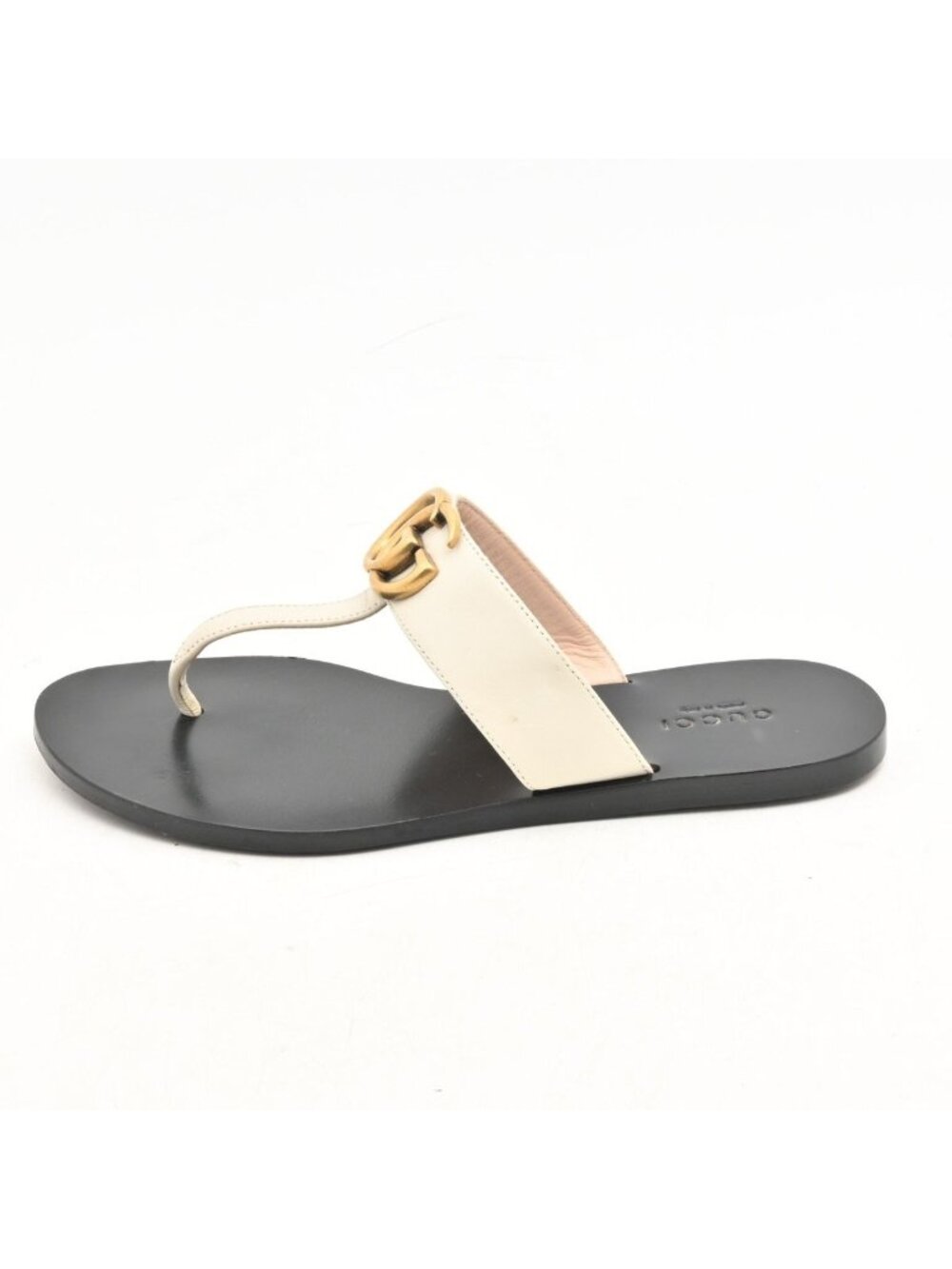 Gucci Sandals White Double G Leather